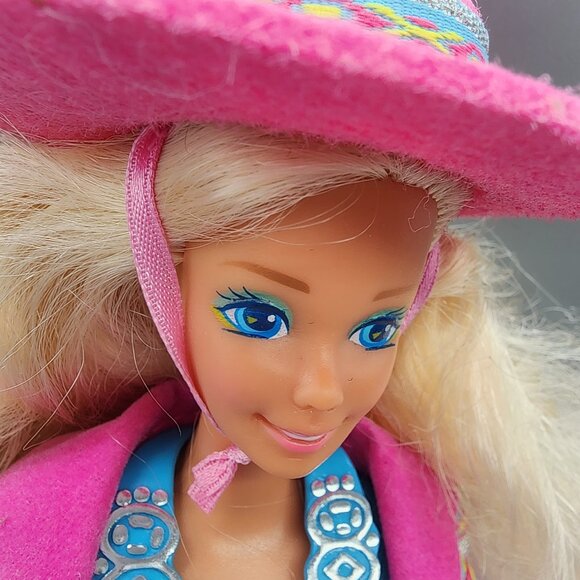 Vintage 1989 Barbie Western Fun Doll Mattel Blonde Pink Outfit No Original Boots - Picture 2 of 12